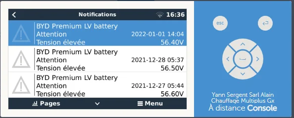 Paramétrage de la batterie BVD